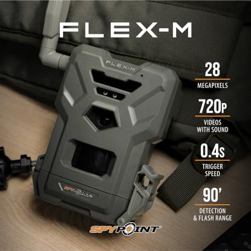 SPYPOINT Flex-M Twin Pack Cellular Trail Cameras – Best Value in Hunting Accessories  No WiFi Needed  GPS  Night Vision  Dual-Sim LTE  IP65 Water-Resistant  28MP Photos  720p Videos + Sound (2)