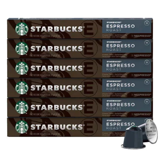 Starbucks by Nespresso Espresso Roast Capsules, Dark Roast, 60 Count, Compatible with Original Line Machines