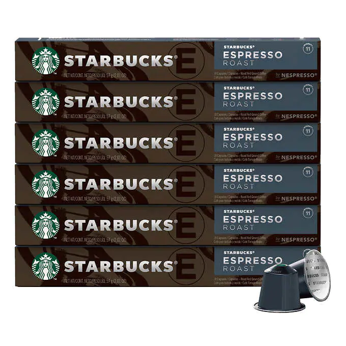Starbucks by Nespresso Espresso Roast Capsules, Dark Roast, 60 Count, Compatible with Original Line Machines