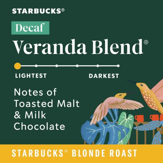 Starbucks Decaf Veranda Blend K-Cup Coffee Pods, Blonde Roast, 100% Arabica, 60 Pods