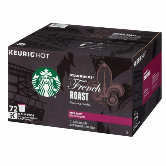 Starbucks French Roast Coffee K-Cups, Dark Roast, 72 Count, Compatible with Keurig Brewers