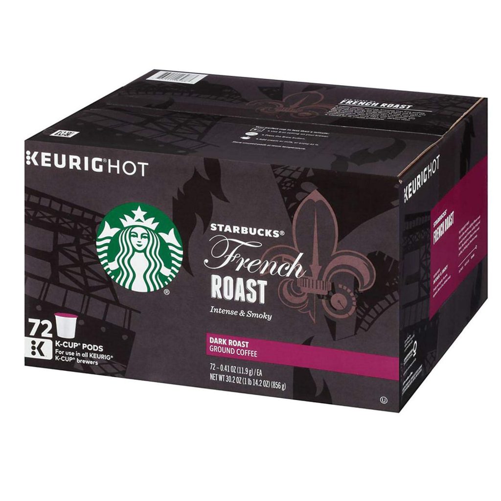 Starbucks French Roast Coffee K-Cups, Dark Roast, 72 Count, Compatible with Keurig Brewers