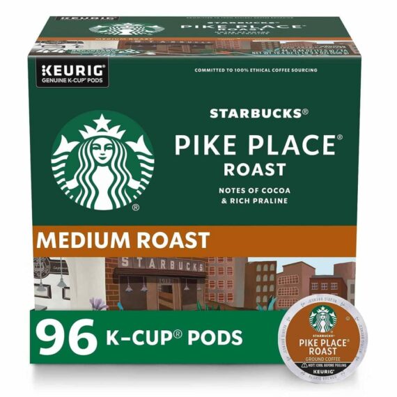 Starbucks Pike Place Roast Medium Coffee K-Cups 96-Count - 100% Arabica, Keurig Compatible