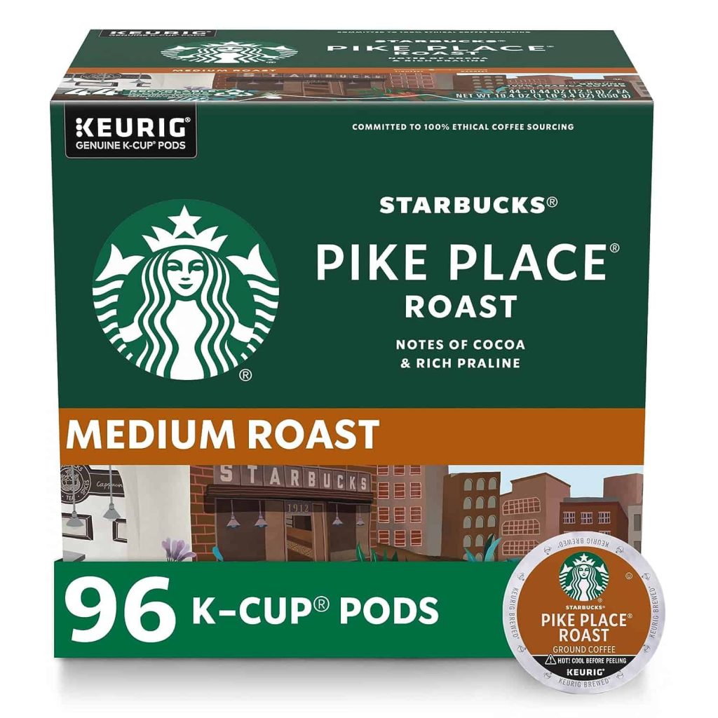 Starbucks Pike Place Roast Medium Coffee K-Cups 96-Count - 100% Arabica, Keurig Compatible
