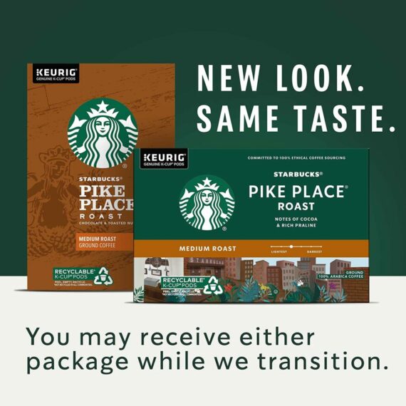 Starbucks Pike Place Roast Medium Coffee K-Cups 96-Count - 100% Arabica, Keurig Compatible