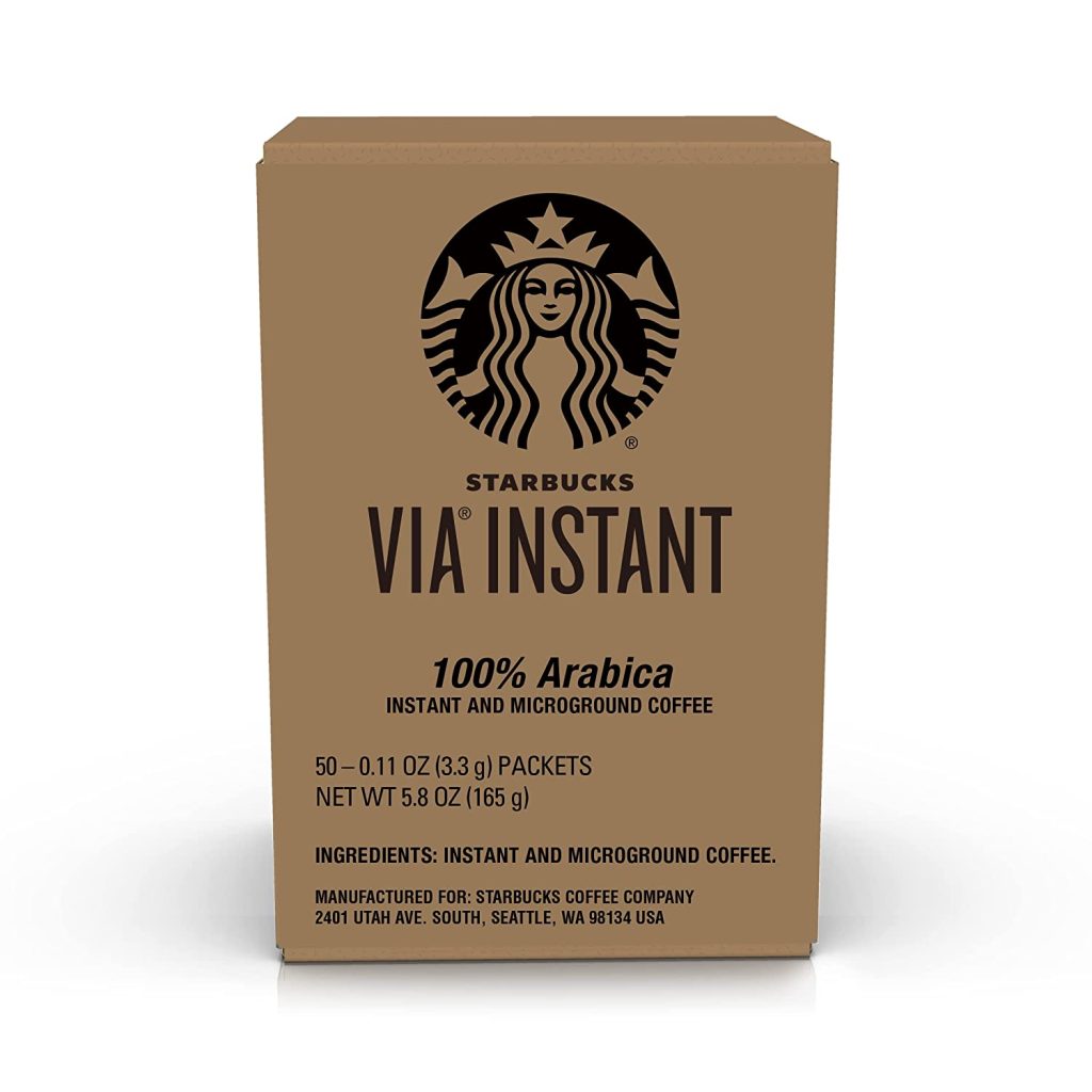 Starbucks VIA Instant Decaf Italian Roast Coffee, Dark Roast, 100% Arabica, 50 Packets