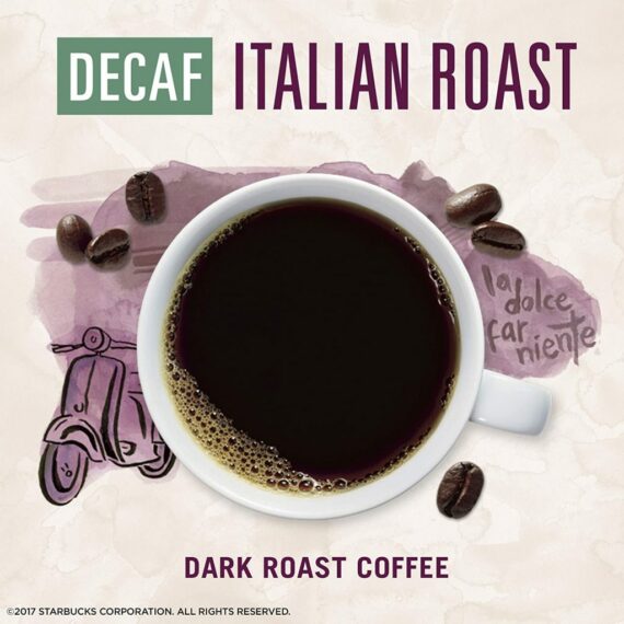 Starbucks VIA Instant Decaf Italian Roast Coffee, Dark Roast, 100% Arabica, 50 Packets