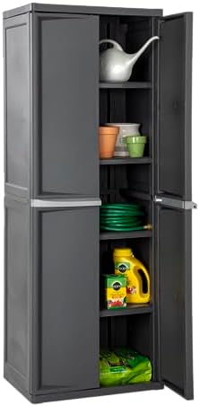 Sterilite 4 Shelf Cabinet  Plastic Organization Storage Unit  Organize Bins in the Garage  Basement  Attic  Mudroom  Gray  1-Pack