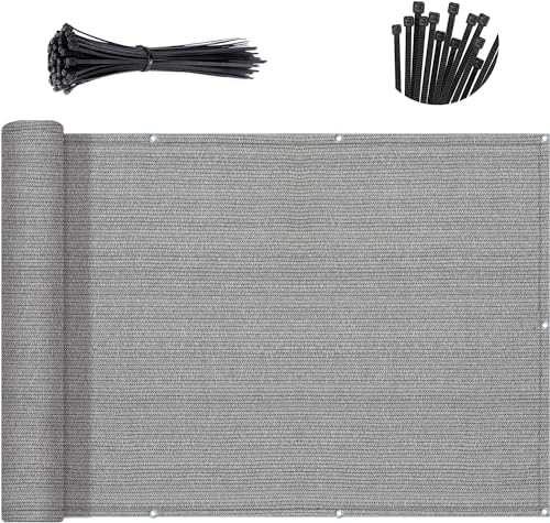 SUNNY GUARD 3'x10' Brown-Grey Balcony Privacy Screen Fence  Apartments Railing Screen  Heavy Duty Wind Block Screen for Outdoor Porch Patio Deck Privacy?We Make Custom Sizes?