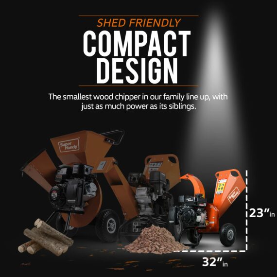 SuperHandy Mini Wood Chipper Shredder Mulcher Heavy Duty 7HP Compact Design 3" Inch Max Capacity