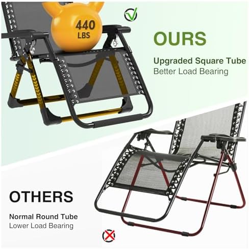 Suteck Relaxing Zero Gravity Chair - Black | Removable Cushion | Upgraded Lock  Cup Holder  Reclining  Folding