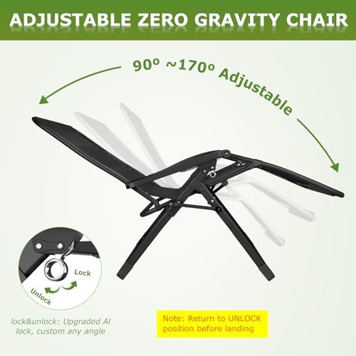 Suteck Relaxing Zero Gravity Chair - Black | Removable Cushion | Upgraded Lock  Cup Holder  Reclining  Folding