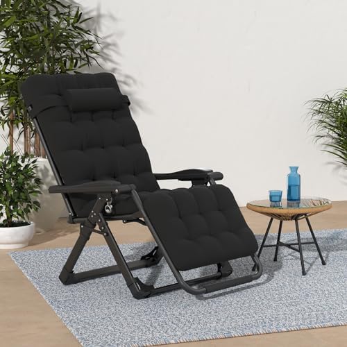 Suteck Relaxing Zero Gravity Chair – Black | Removable Cushion | Upgraded Lock  Cup Holder  Reclining  Folding
