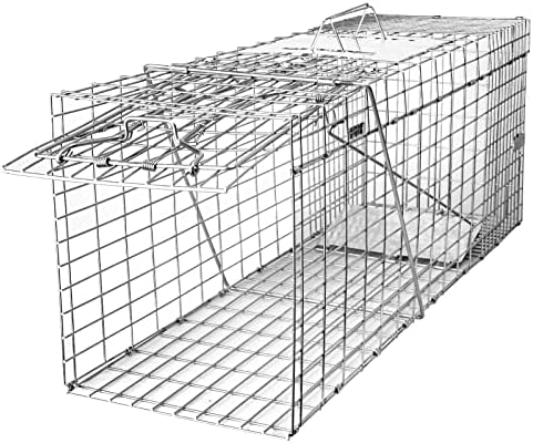SZHLUX 32" Live Animal Cage Trap  Heavy Duty Folding Raccoon Traps  Humane Cat Trap for Stray Cats  Raccoons  Squirrel  Skunk  Mole  Groundhog  Armadillo  Rabbit  Catch and Release(SZ-HXL8130-NEW).
