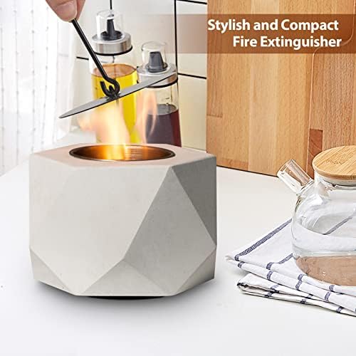 Table Top Fire Pit Bowl - Concrete Tabletop Fireplace Indoor Outdoor Decor Portable Rubbing Alcohol Burner Smores Maker for Patio Balcony with Extinguisher