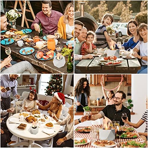 Table Top Fire Pit Bowl - Concrete Tabletop Fireplace Indoor Outdoor Decor Portable Rubbing Alcohol Burner Smores Maker for Patio Balcony with Extinguisher