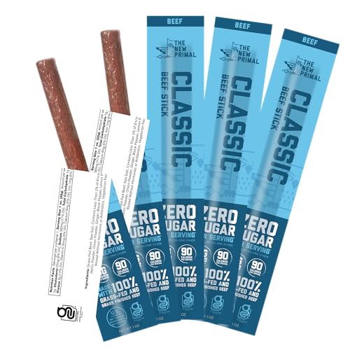 The New Primal Grass Fed Beef Sticks Keto Gluten Free Healthy Snacks Sugar Free Low Carb High Protein Snack Jerky Meat Stick 8g Protein 20 Ct