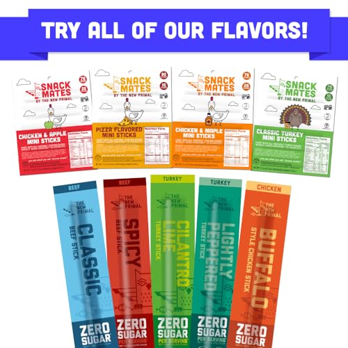 The New Primal Grass Fed Beef Sticks Keto Gluten Free Healthy Snacks Sugar Free Low Carb High Protein Snack Jerky Meat Stick 8g Protein 20 Ct