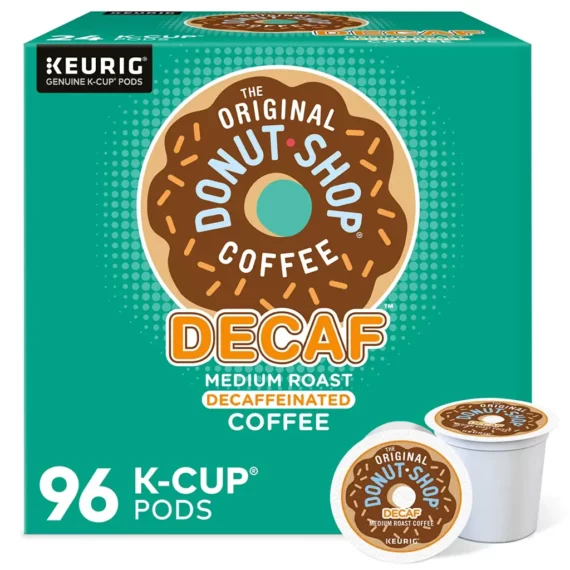 The Original Donut Shop Decaf Medium Roast K-Cup Pods, 96 Count - Compatible with Keurig, Kosher Certified, Recyclable