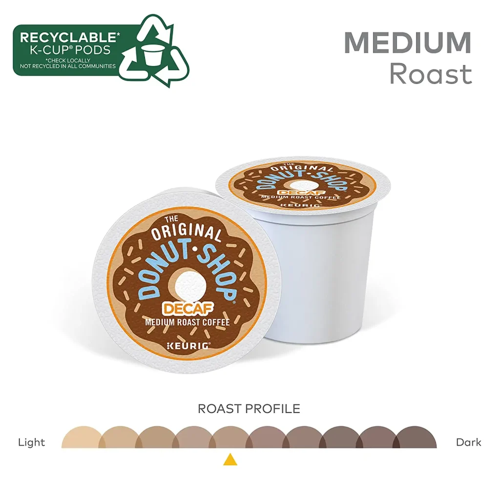 The Original Donut Shop Decaf Medium Roast K-Cup Pods, 96 Count - Compatible with Keurig, Kosher Certified, Recyclable