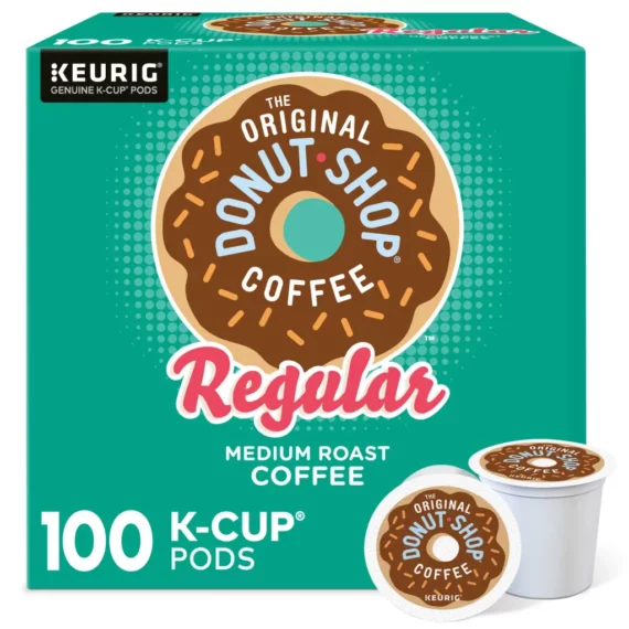 The Original Donut Shop Medium Roast Coffee Pods, 100 Count – Compatible with Keurig K-Cup Brewers, Kosher Certified