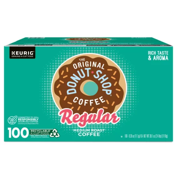 The Original Donut Shop Medium Roast Coffee Pods, 100 Count – Compatible with Keurig K-Cup Brewers, Kosher Certified