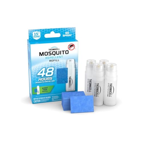 Thermacell Mosquito Repellent Refills  48-Hour Pack; Contains 12 Repellent Mats  4 Fuel Cartridges; Compatible with Any Fuel-Powered Thermacell Product; No Spray  Scent  Mess