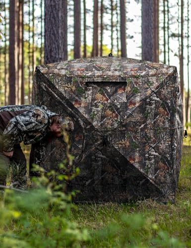 TIDEWE Camouflage Hunting Blind See Through with Carrying Bag | 2-3 Person | 270 Degree | Pop Up Ground | Portable