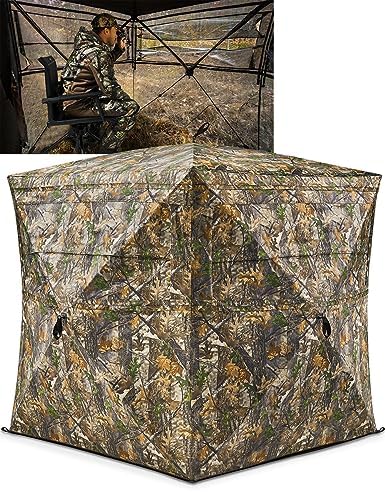 TIDEWE Camouflage Hunting Blind See Through with Carrying Bag | 2-3 Person | 270 Degree | Pop Up Ground | Portable