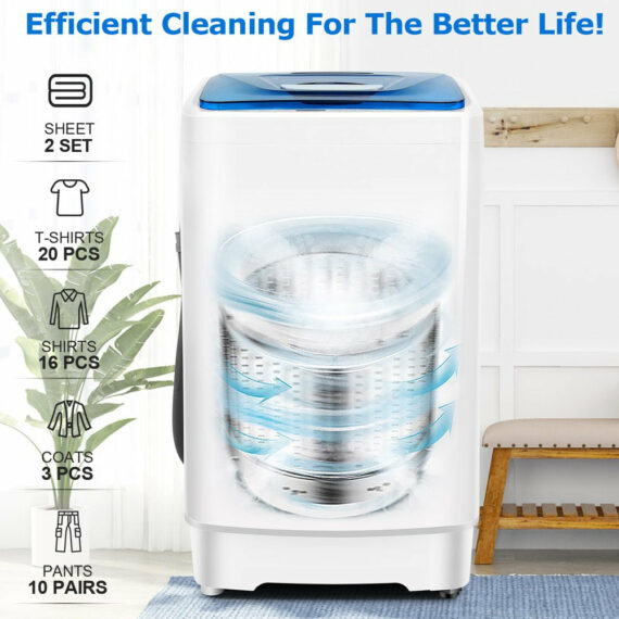 Tikmboex 17.8lb Portable Washing Machine, 8 Programs, 3 Water Temps & Levels, Compact for Small Spaces