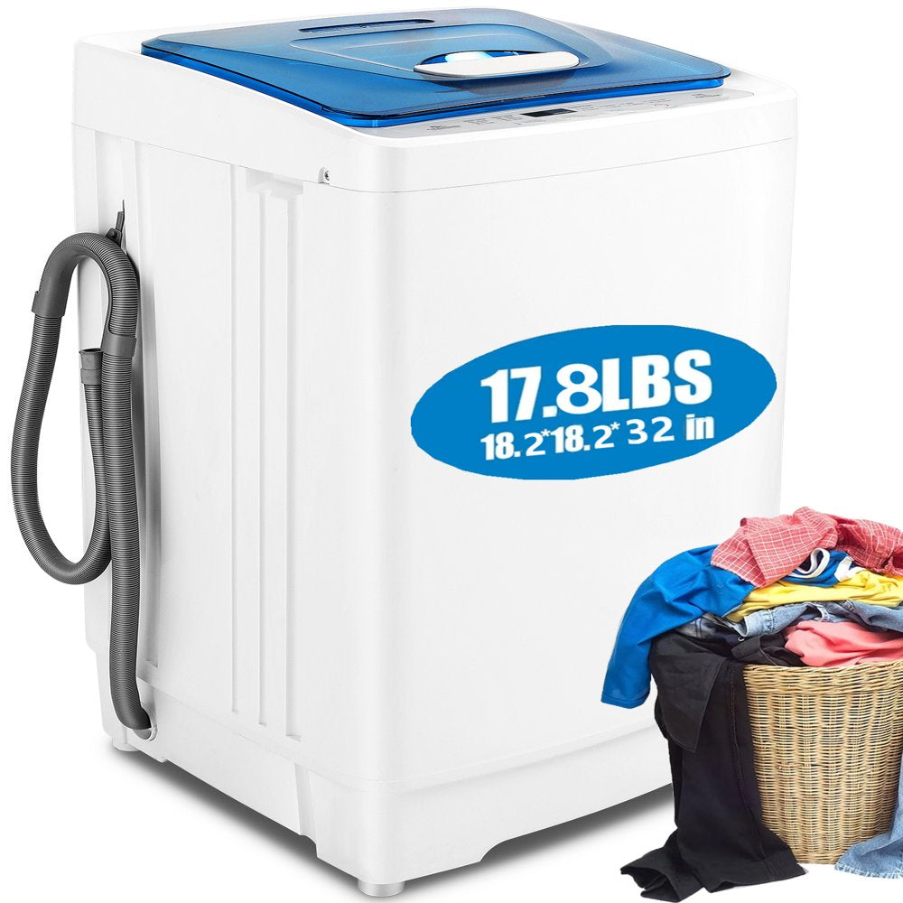 Tikmboex 17.8lb Portable Washing Machine, 8 Programs, 3 Water Temps & Levels, Compact for Small Spaces