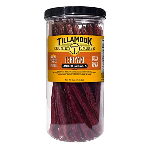 Tillamook Country Smoker Real Hardwood Smoked Sausages Teriyaki 15.2 Ounce Tall Jar 20 Count