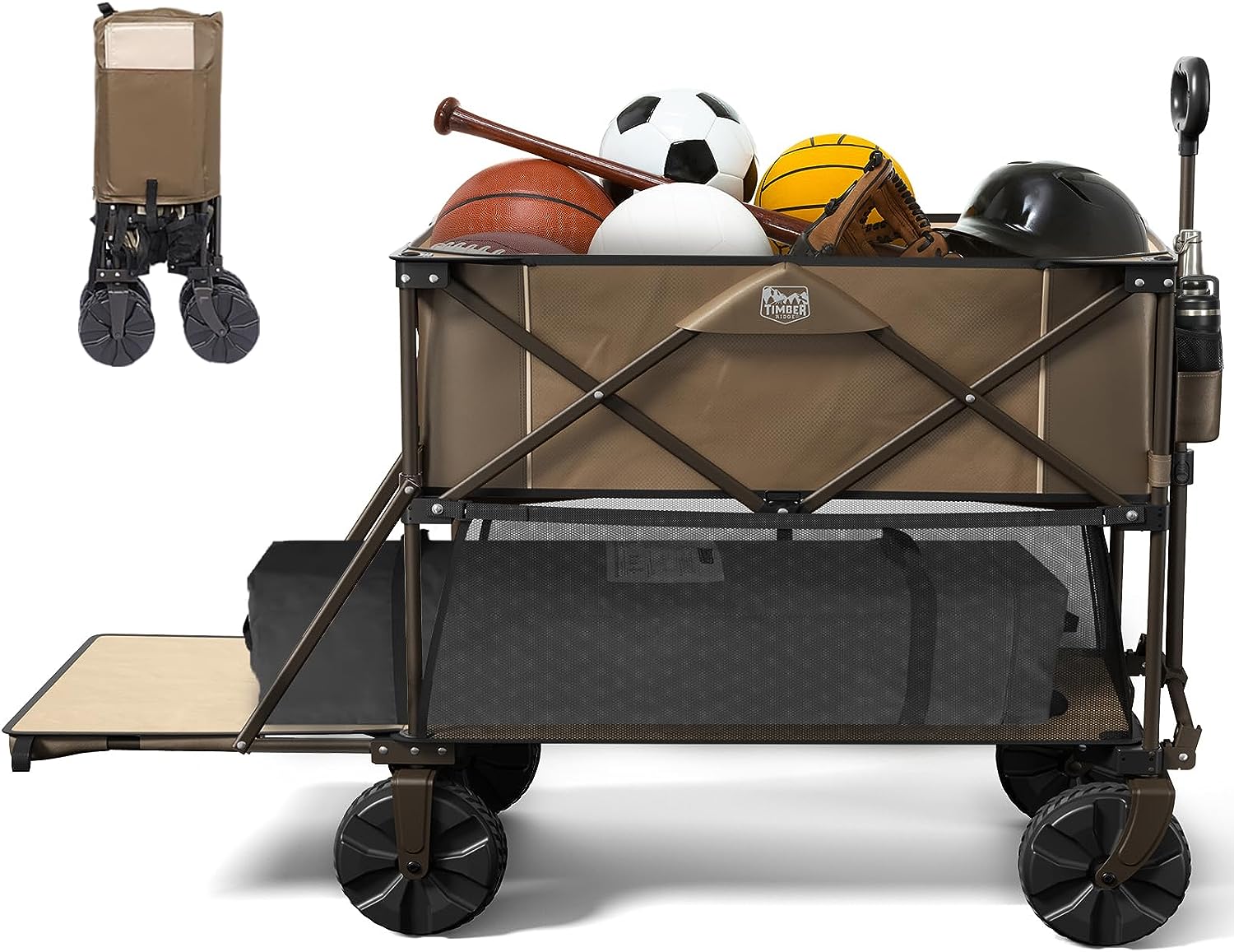 TIMBER RIDGE 400L Large Capacity Folding Double Decker Wagon, 54" Extra Long Extender Wagon Cart