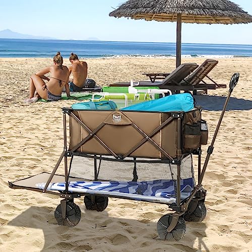 TIMBER RIDGE 400L Large Capacity Folding Double Decker Wagon, 54" Extra Long Extender Wagon Cart