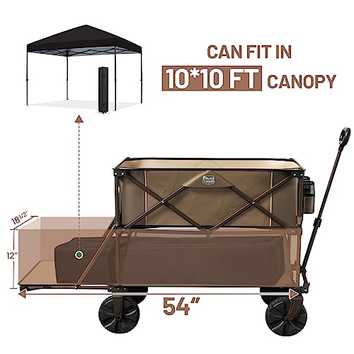 TIMBER RIDGE 400L Large Capacity Folding Double Decker Wagon, 54" Extra Long Extender Wagon Cart