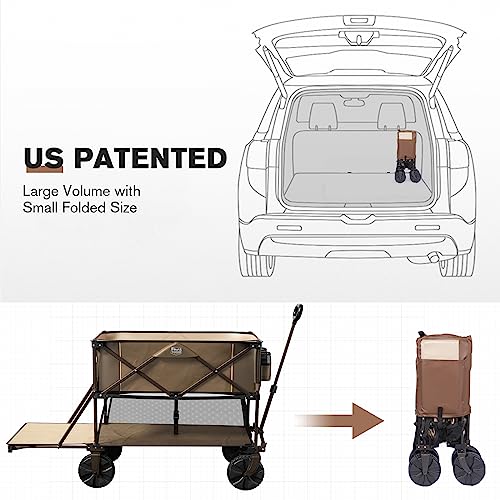 TIMBER RIDGE 400L Large Capacity Folding Double Decker Wagon, 54" Extra Long Extender Wagon Cart