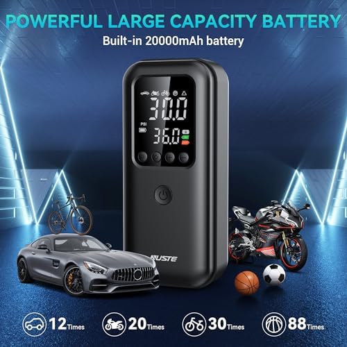 Tire Inflator Portable Air Compressor 3X Faster Cordless Air Pump 20000mAh for Inflatables 12V DC Bike Pump Digital 150PSI Pressure Gauge LED Light for Car Bicycle Ball Car Accessories