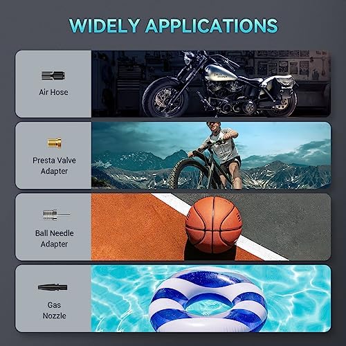 Tire Inflator Portable Air Compressor 3X Faster Cordless Air Pump 20000mAh for Inflatables 12V DC Bike Pump Digital 150PSI Pressure Gauge LED Light for Car Bicycle Ball Car Accessories