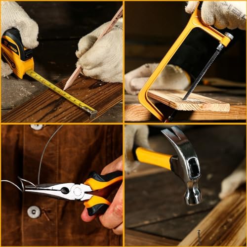 Tool Kit Box Drill Set?DEKOPRO Home Mechanic Toolbox with 12V Power Cordless Drill Hand Repair Tools Sets Combo Kits Storage Organizer Drawer Case for Men