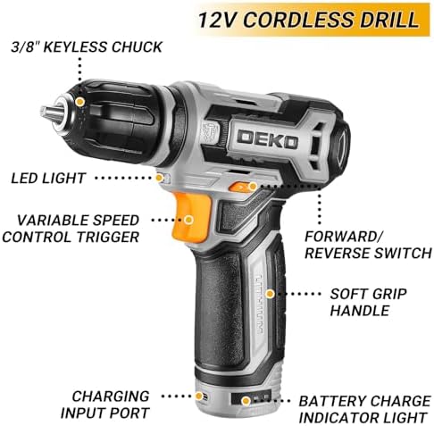 Tool Kit Box Drill Set?DEKOPRO Home Mechanic Toolbox with 12V Power Cordless Drill Hand Repair Tools Sets Combo Kits Storage Organizer Drawer Case for Men