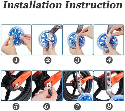 Training Wheels for Children's Bicycle Stabiliser Flash Mute Wheel Bicycle Stabiliser Mounted Kit for 12 14 16 18 20 Inch Bike 1 Pair (Black)