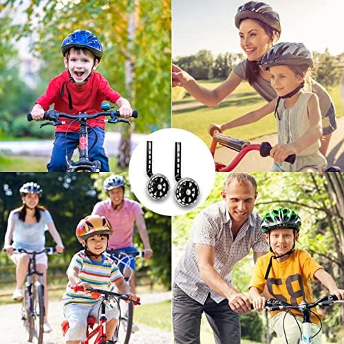 Training Wheels for Children's Bicycle Stabiliser Flash Mute Wheel Bicycle Stabiliser Mounted Kit for 12 14 16 18 20 Inch Bike 1 Pair (Black)