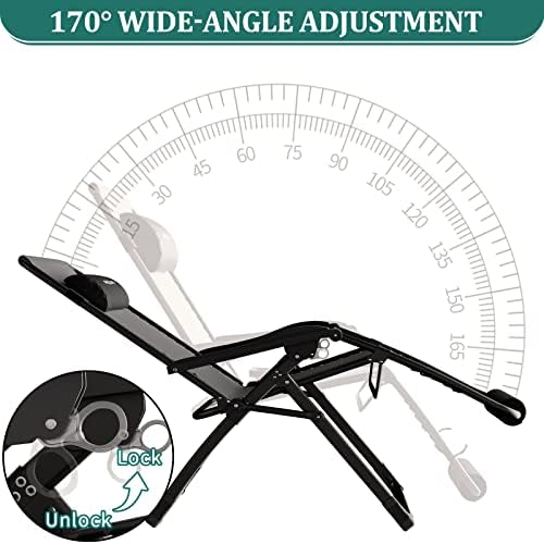 UDPATIO Reclining Chair for Camping - Black | 33 In | 500LB | Patio  Outdoor