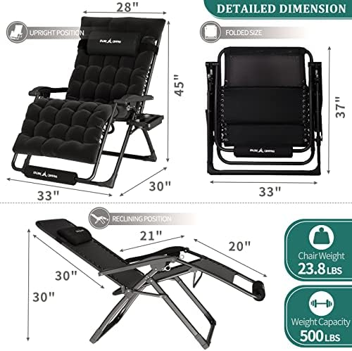 UDPATIO Reclining Chair for Camping - Black | 33 In | 500LB | Patio  Outdoor