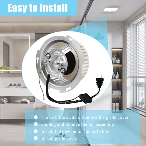 Upgraded 8832NA Blower Motor Compatible with Nutone 84757 JA2B099N Bathroom Fan Motor Replace 8832NA "A" Unit ONLY JA2B099  86652G  86652  8662  JA2C028G  99080520  8832  8832SA  8832N & 8833