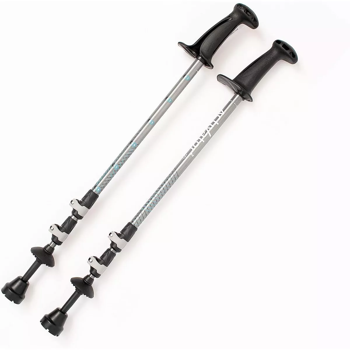 Urban Poling  - ACTIVATOR 2 -  Lightweight, Aluminum Nordic Walking Sticks - Dark Gray/Cyan - 1 Pair – For Users Up to 6’4"