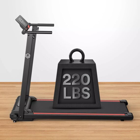 UREVO Folding Mini Electric Treadmill - Black/Red