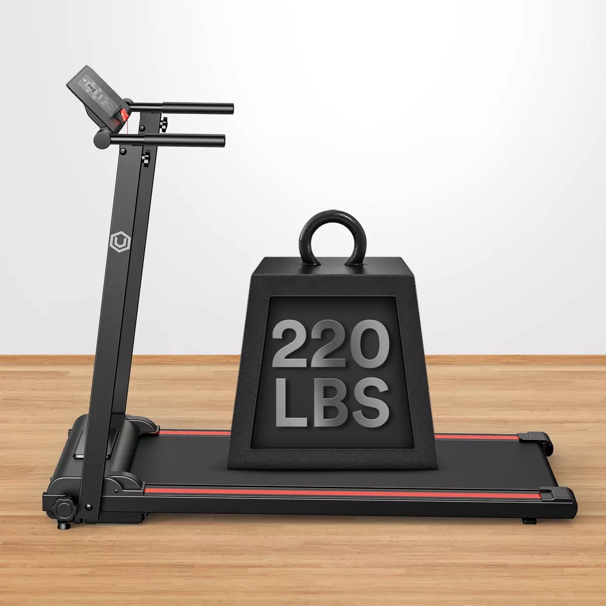 UREVO Folding Mini Electric Treadmill - Black/Red