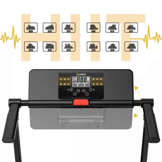 UREVO Folding Mini Electric Treadmill - Black/Red