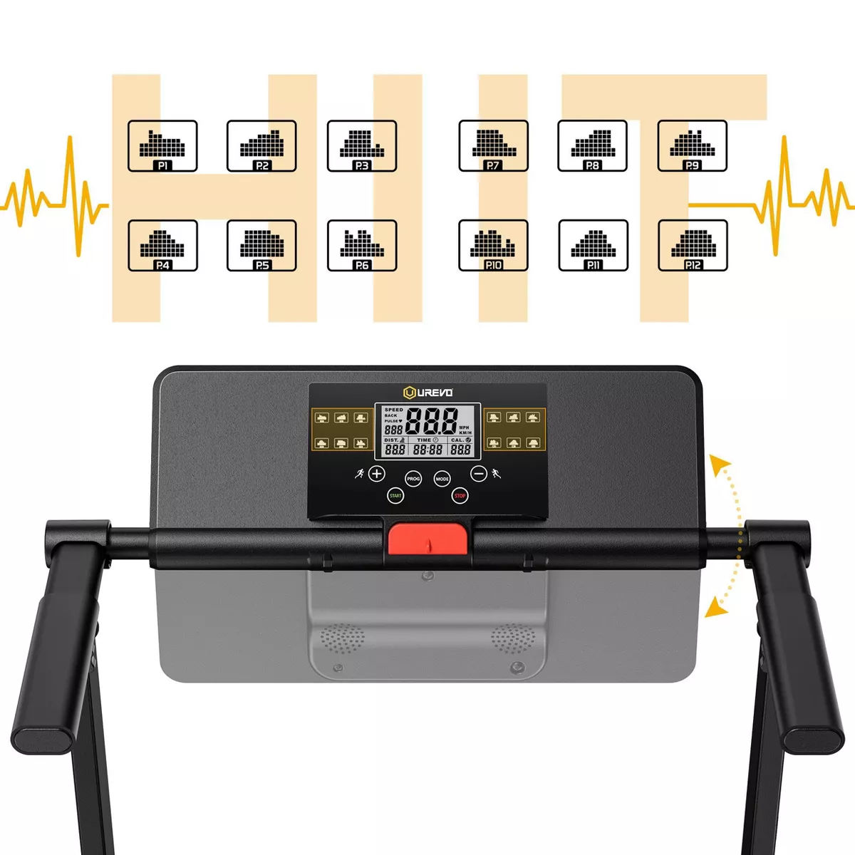UREVO Folding Mini Electric Treadmill – Black/Red